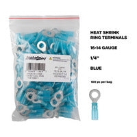 Install Bay Heat Shrink Blue Ring Terminal 16-14 Gauge 1/4 inch - HSBRT14