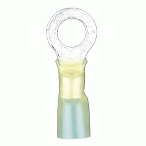 Install Bay Heat Shrink Yellow Ring Terminal 12-10 Gauge 1/4 inch - HSYRT14