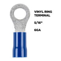 Install Bay Blue Vinyl Ring Terminal 6 Gauge 5/16 inch - Package of 25 - BVRT6516