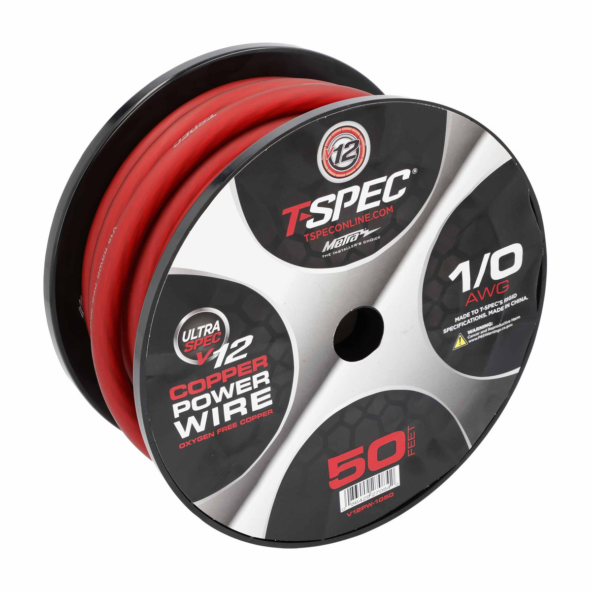 T-Spec V12 OFC Power Wire | 1/0 AWG | 50 ft. | Red - V12PW-1050