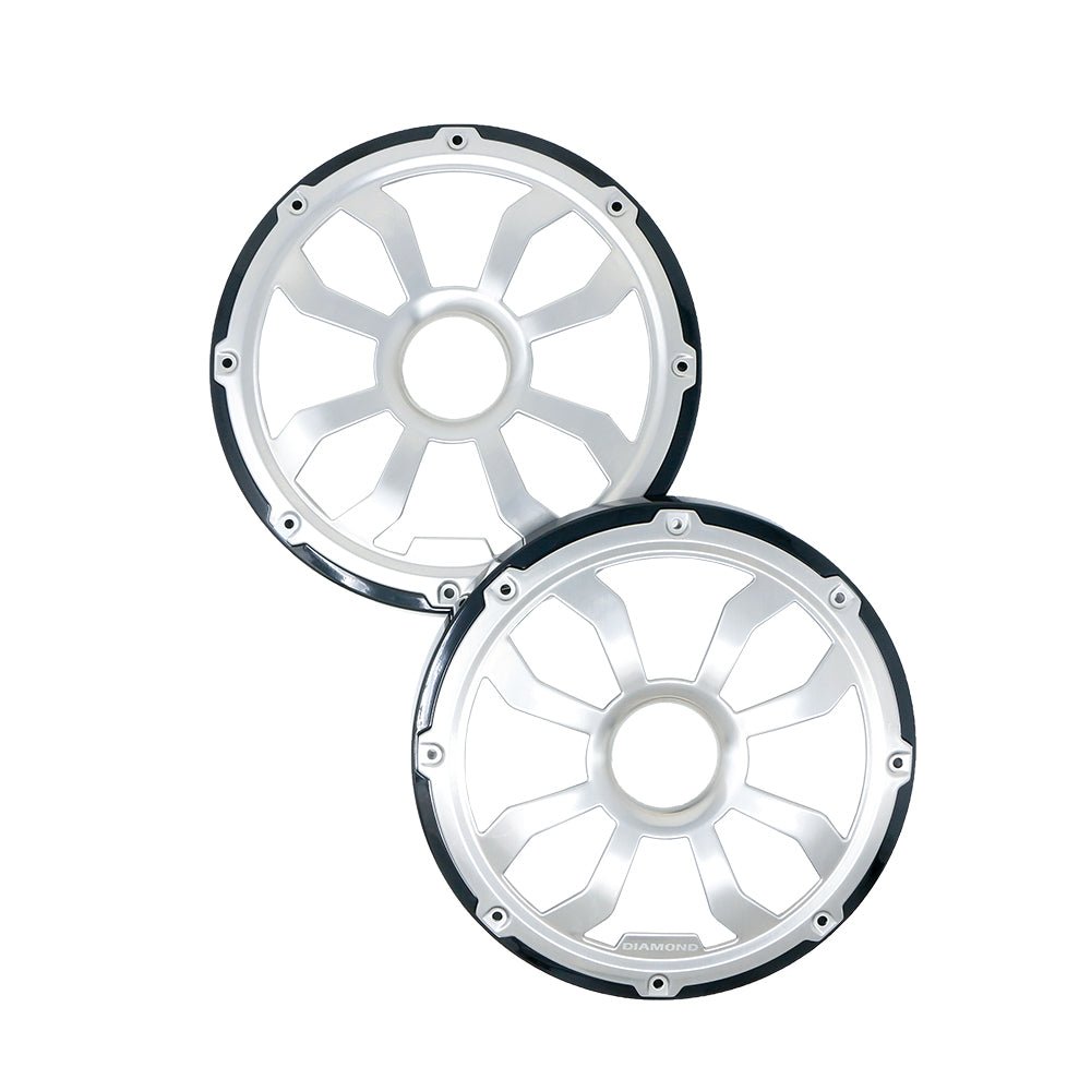 Diamond Audio 8" Elite Flush Mount Speaker Grills - Brushed Aluminum/Black (Pair) - HXM8FGB