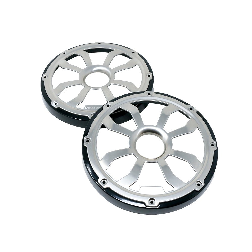 Diamond Audio 8" Elite Flush Mount Speaker Grills - Brushed Aluminum/Black (Pair) - HXM8FGB
