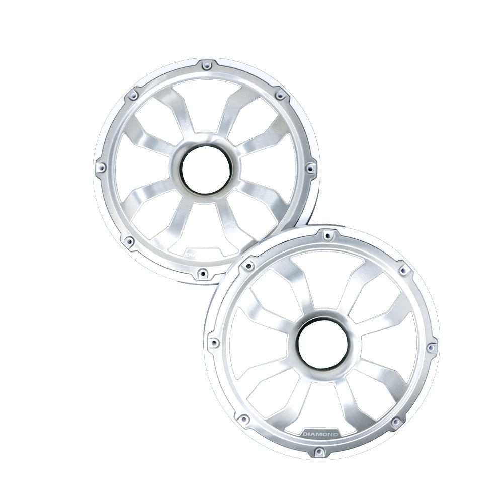 Diamond Audio 8" Elite Flush Mount Speaker Grills - Brushed Aluminum/White (Pair) - HXM8FGW