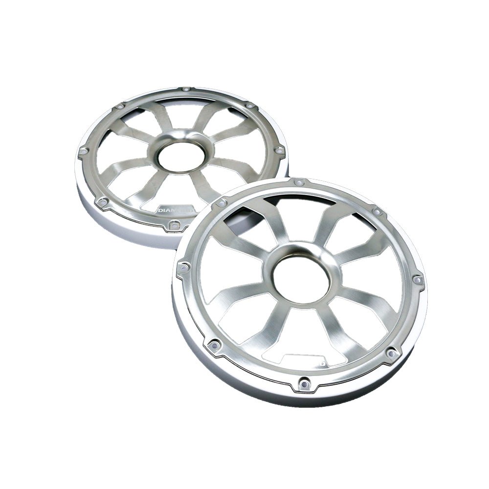 Diamond Audio 8" Elite Flush Mount Speaker Grills - Brushed Aluminum/White (Pair) - HXM8FGW