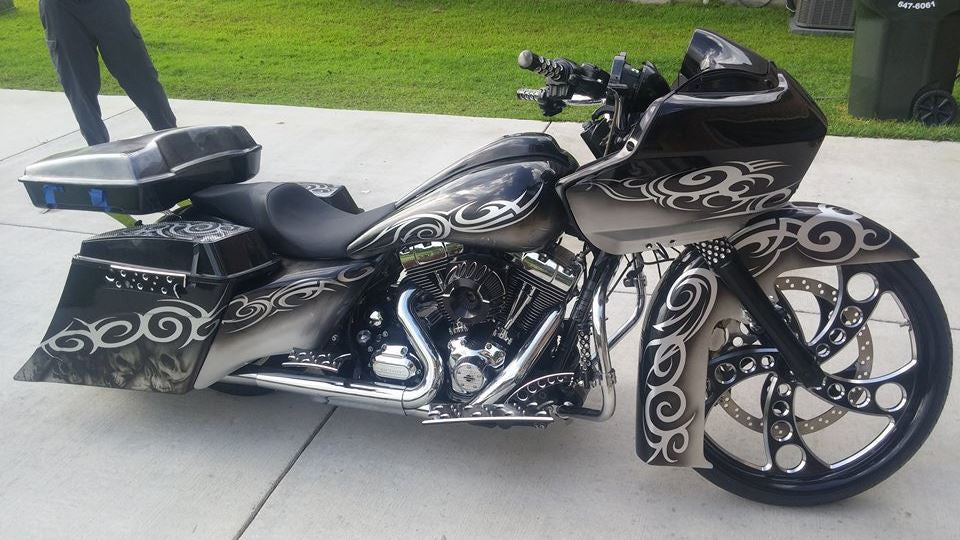 Silencer matching rotor on motorcycle wheel