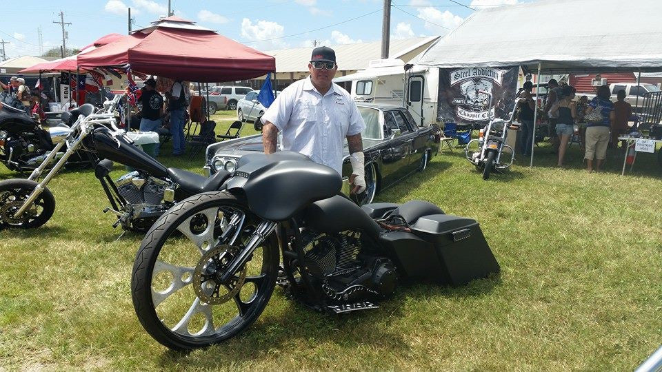 Simply Sinister matching rotor on motorcycle wheel