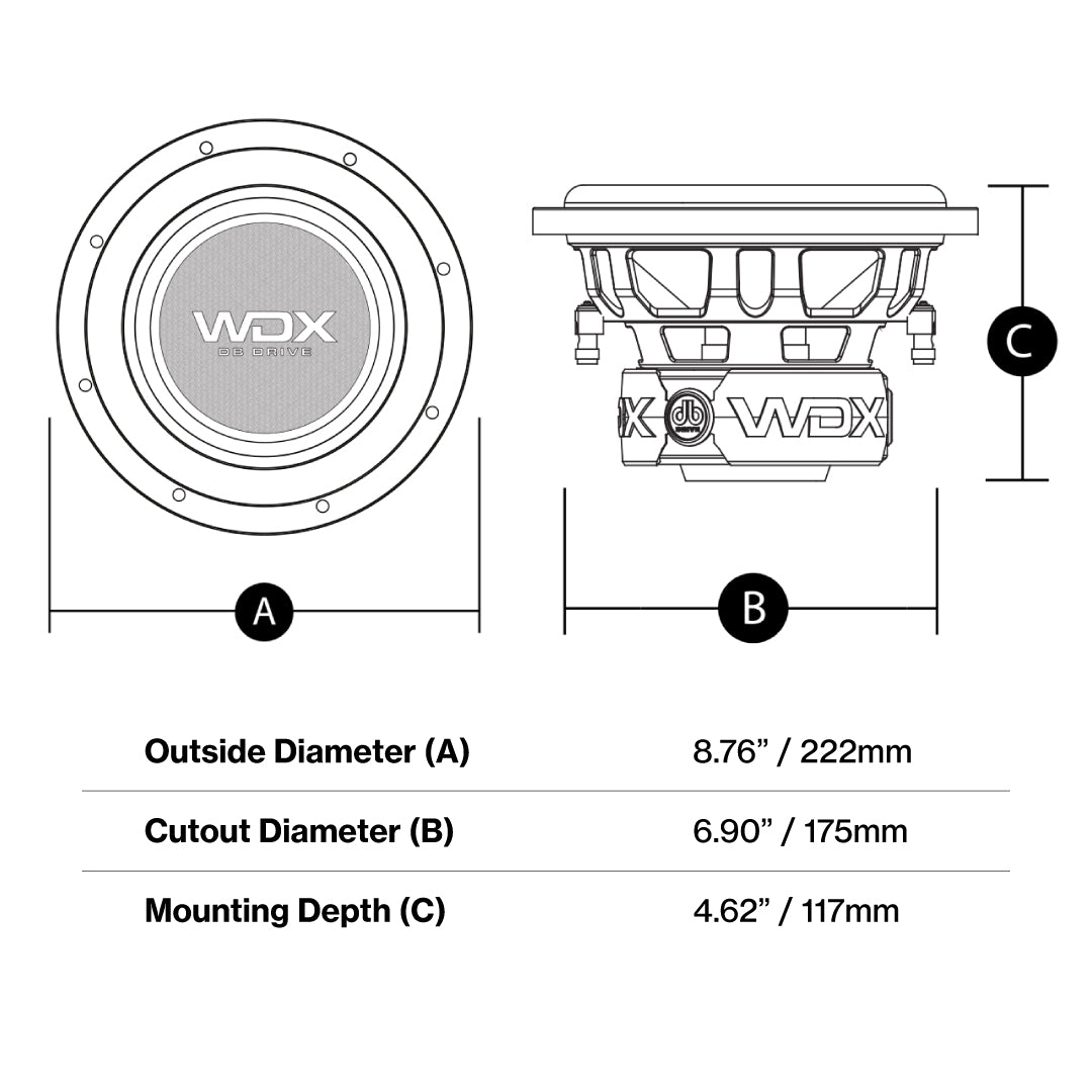 DB Drive WDX8G0.2 : 8" Dual 2-Ohm Subwoofer