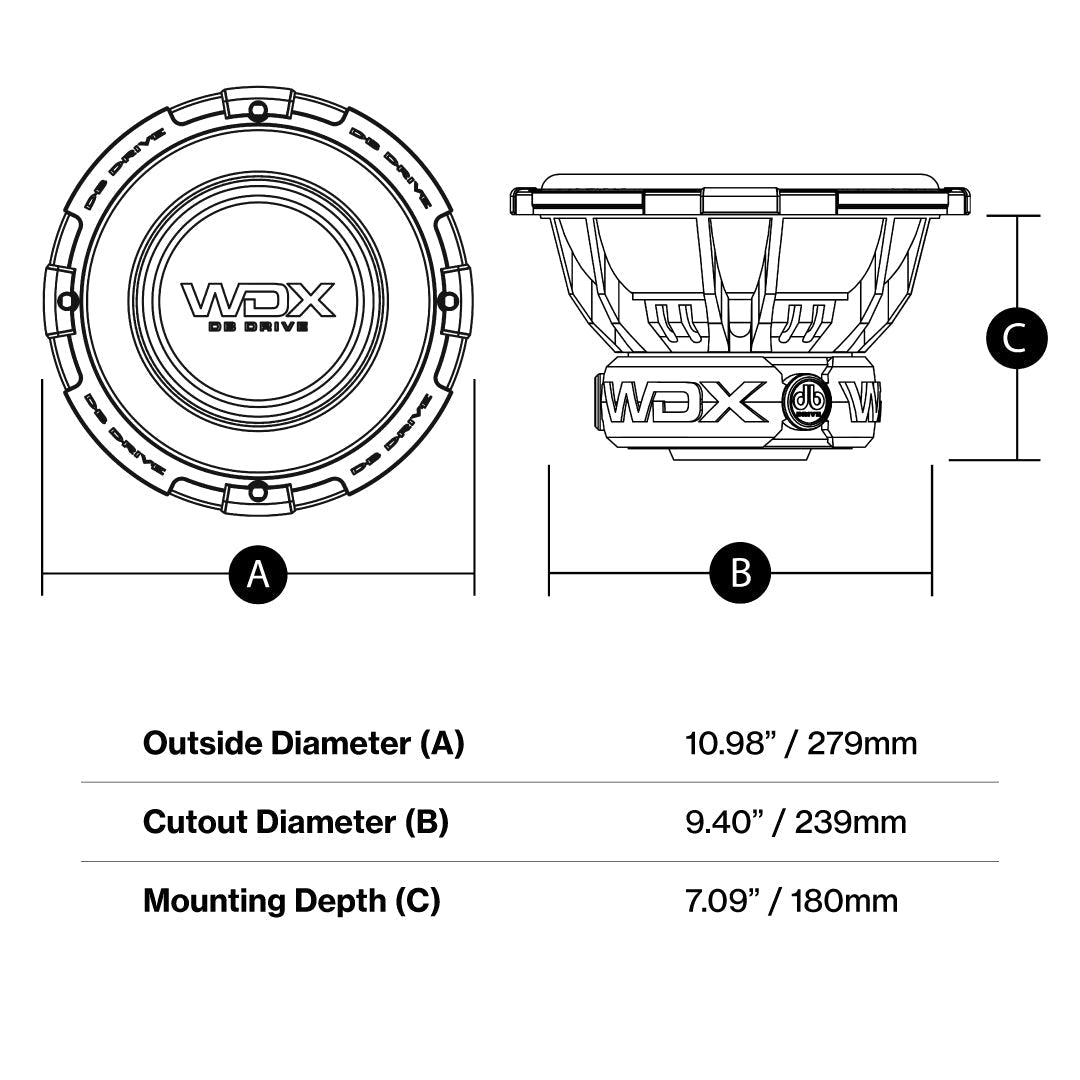 DB Drive WDX10G2.2 : 10" Dual 2-Ohm Subwoofer