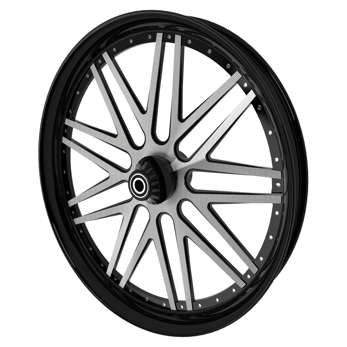 Super Street with Dimples Harley Touring Black Double Cut Wheels