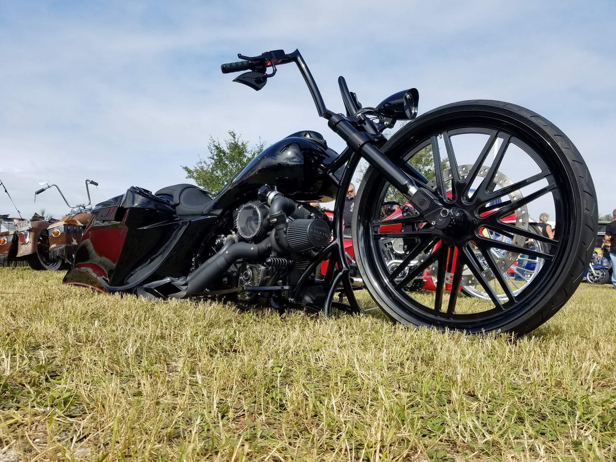 Super Street with Dimples Harley Touring Black Double Cut Wheels