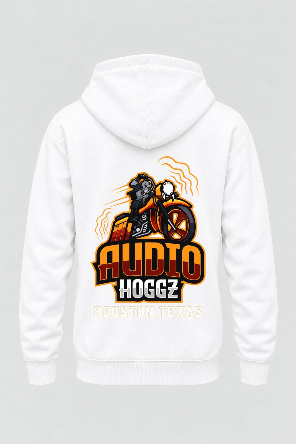 Audio Hoggz "I Can Harley Hear You" Hoodie - White - back