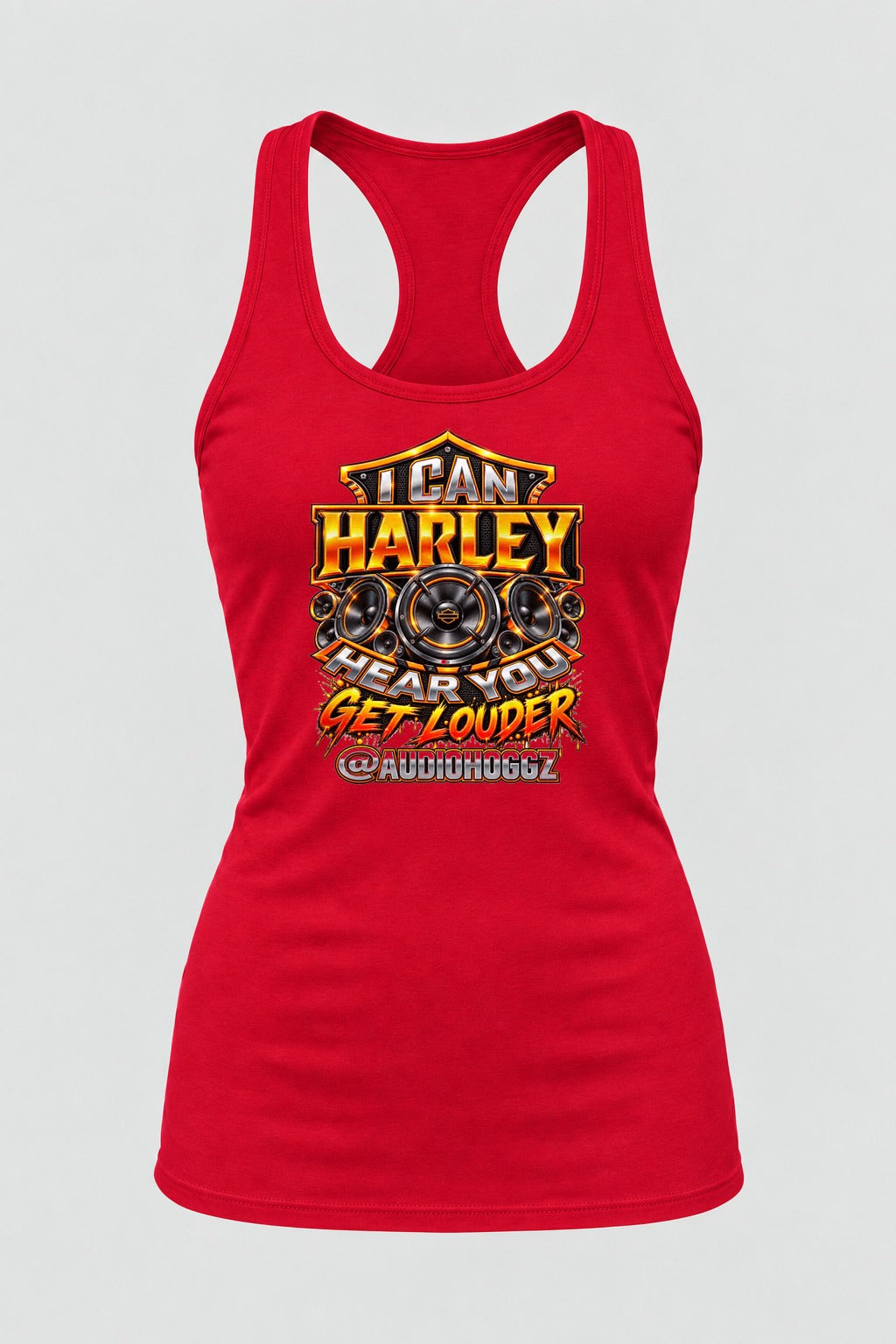 Audio Hoggz "I Can Harley Hear You" Women's Tank Top - Red - front