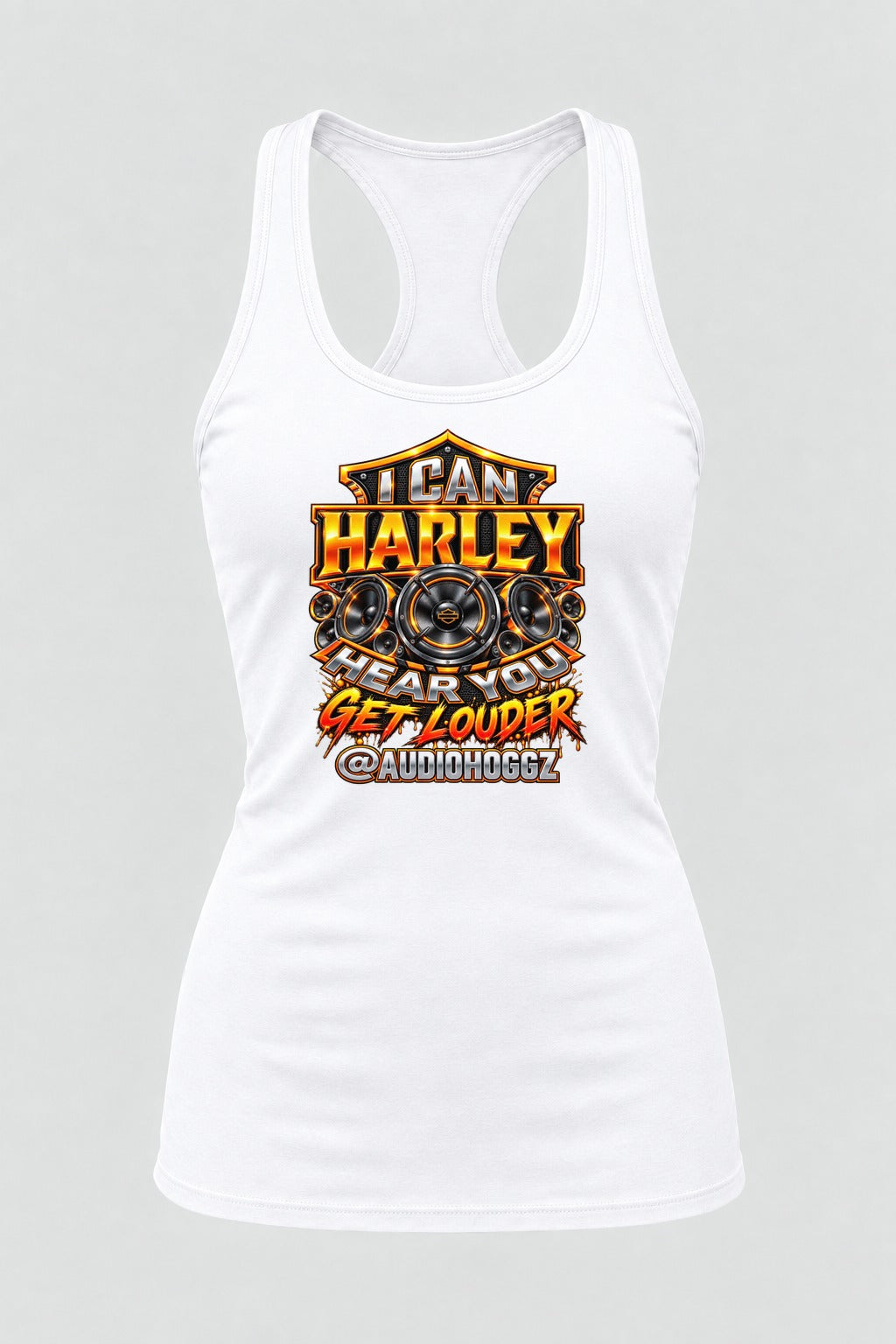 Audio Hoggz "I Can Harley Hear You" Women's Tank Top - White - front