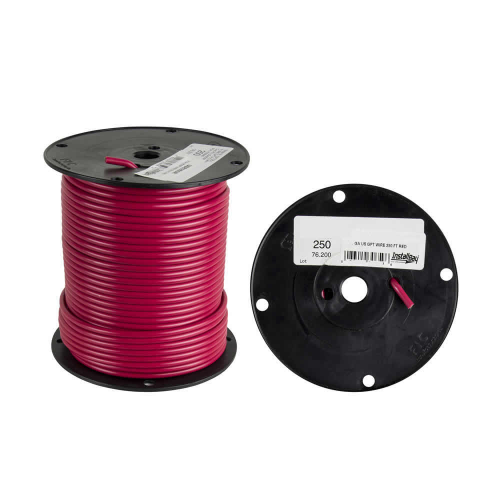 Install Bay 10 GA US GPT ALL COPPER PRIMARY WIRE RED - Coil of 250 FT - US10250R