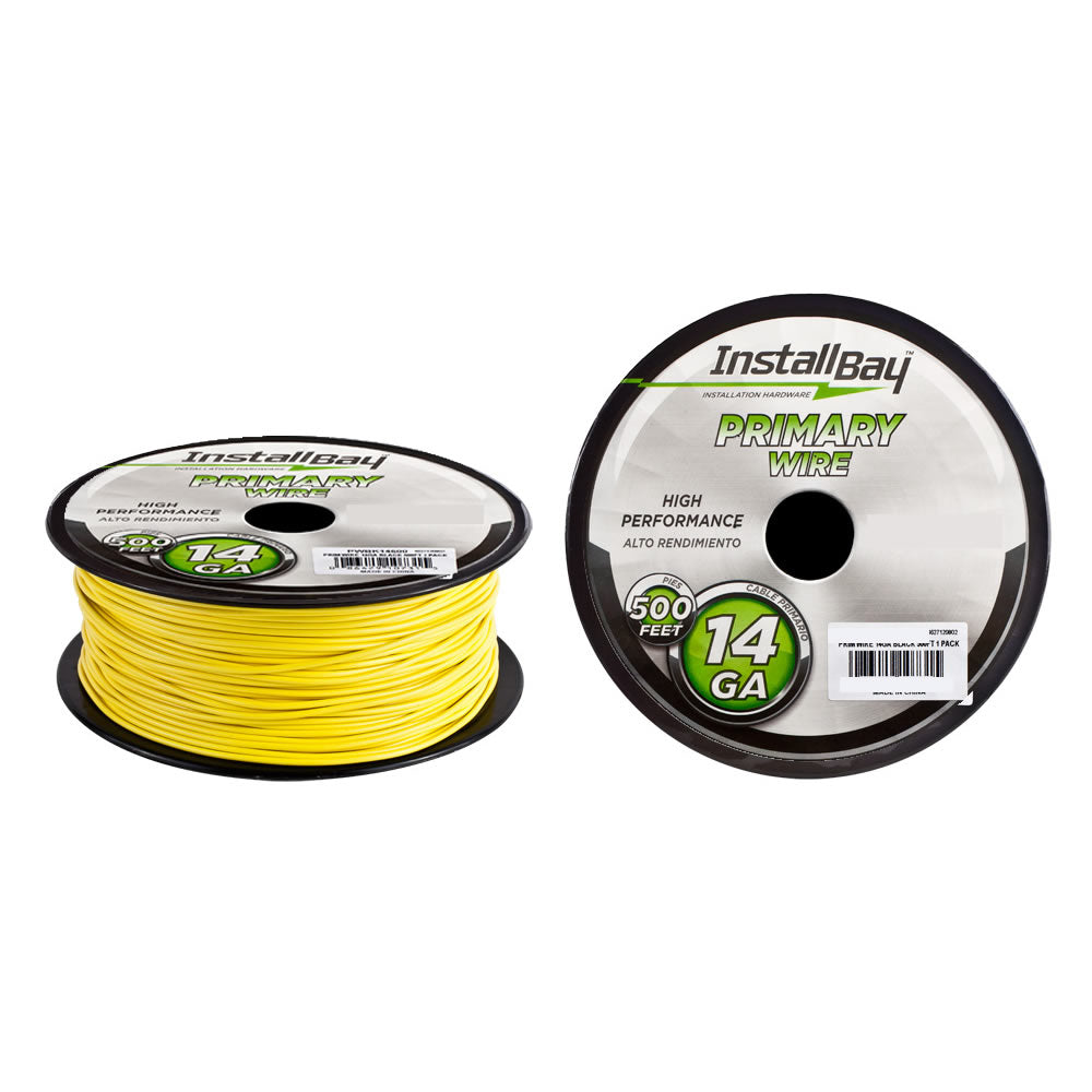 Install Bay Primary Wire 14 Gauge All Copper Yellow Coil - 500 ft - PWYL14500