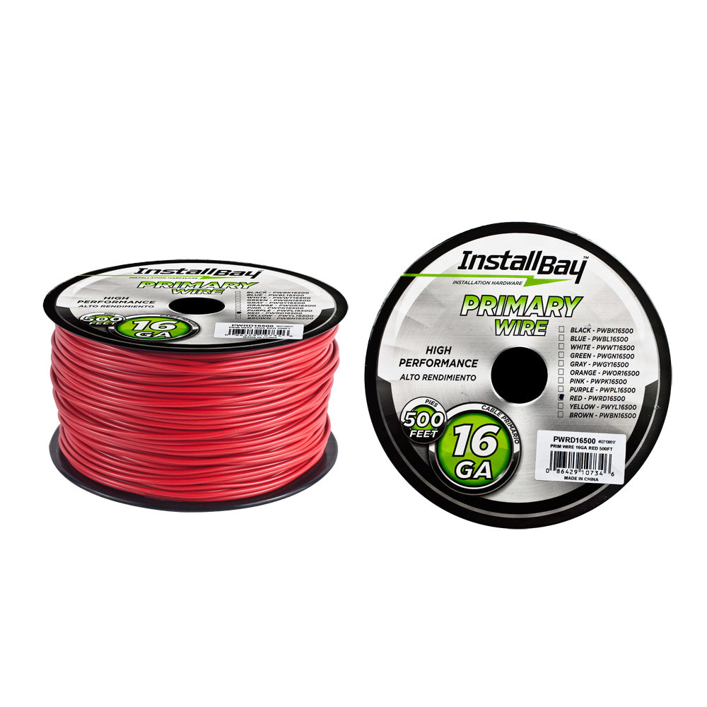 Install Bay Primary Wire 16 Gauge All Copper Red Coil - 500 ft - PWRD16500