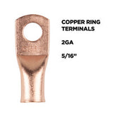 Install Bay Copper Uninsulated Ring Terminal 2 Gauge 5/16 Inch - 10 Pack - CUR2516