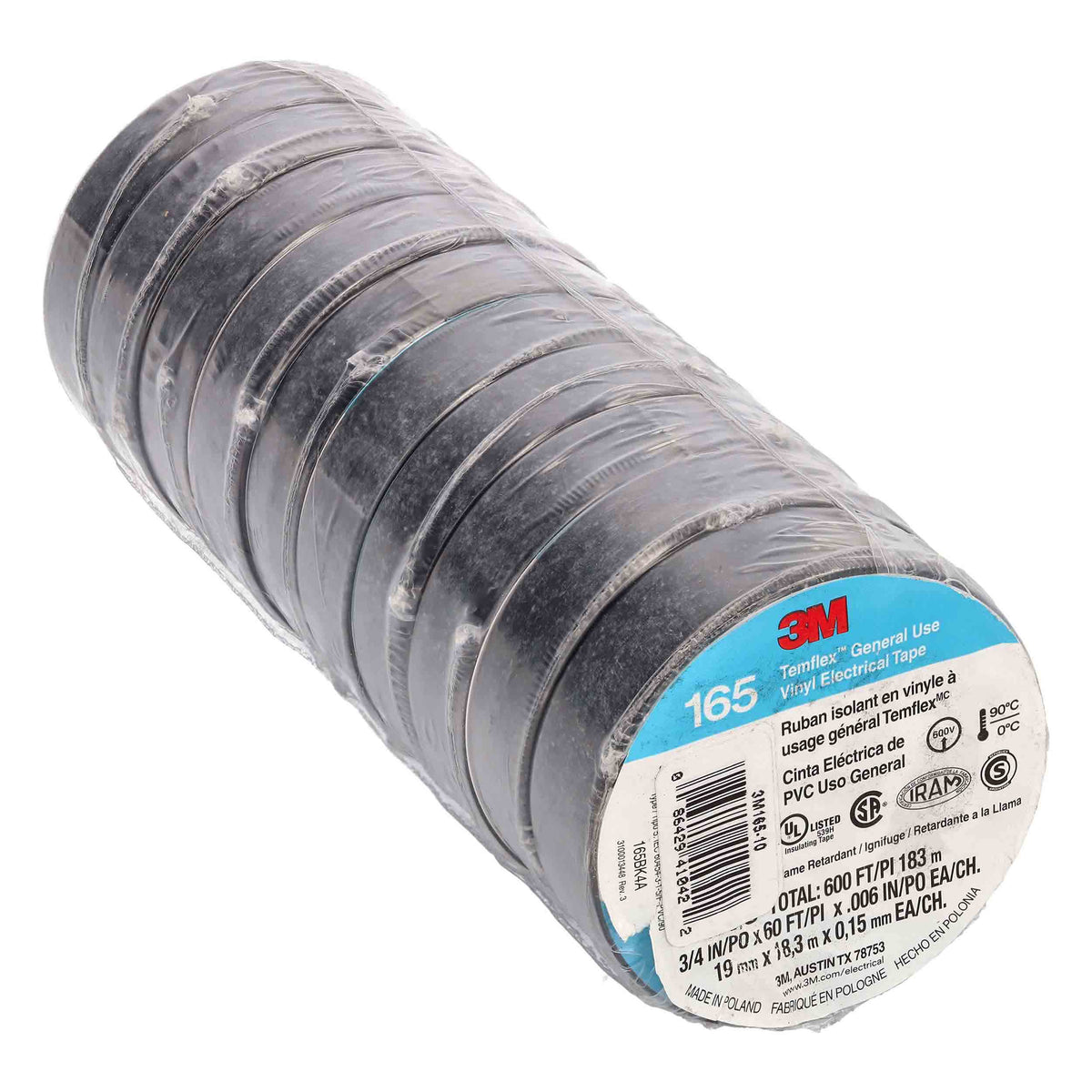 Install Bay 3M165 Vinyl Tape 10Pk 3/4 Inch X 60 FT .006 In/Po - 3M165-10