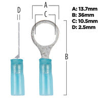 Install Bay Heat Shrink Blue Ring Terminal 16-14 Gauge 3/8 inch - HSBRT38