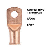 Install Bay Copper Uninsulated Ring Terminal 1/0 Gauge 5/16 inch - CUR10516