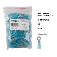 Install Bay Heat Shrink Blue Ring Terminal 16-14 Gauge #8 - HSBRT8