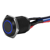 Install Bay Black 12MM Round Illuminated Momentary Switches - Blue - MB12B-2