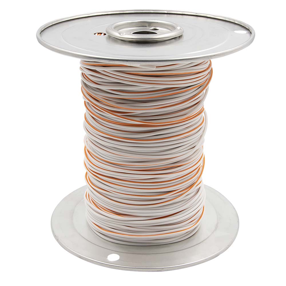 Install Bay 18 GA US GPT All Copper Primary Wire White w/Orange Trace - US18500WOR