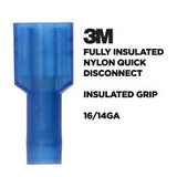 Install Bay 3M™ Blue Nylon Fem Quick Disconnect 16-14 AWG .250 InsulGrip - 3MBNFD250FG