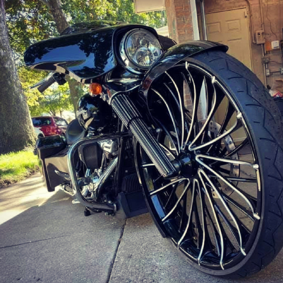 30 Inch Dirty Spoke 3D Black Double Cut Harley Wheel