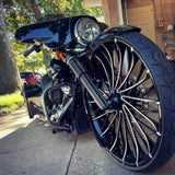30 Inch Dirty Spoke 3D Black Double Cut Harley Wheel