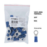 Install Bay Blue Vinyl Ring Terminal 6 Gauge 3/8 Inch - Package of 25 - BVRT638