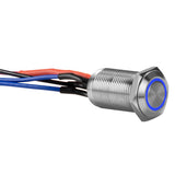 Install Bay Silver 12MM Round Illuminated Latching Switch Blue Qty 2 - LS12B-2