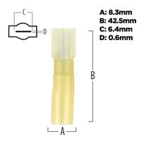 Install Bay Heat Shrink Yellow Male Quick Disconnects 12-10 Gauge .250 - HSYMFI