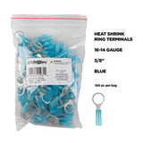 Install Bay Heat Shrink Blue Ring Terminal 16-14 Gauge 3/8 inch - HSBRT38