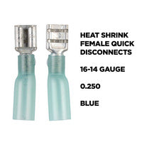 Install Bay Heat Shrink Female Blue Quick Disconnects 16-14 Gauge .250 - HSFBD
