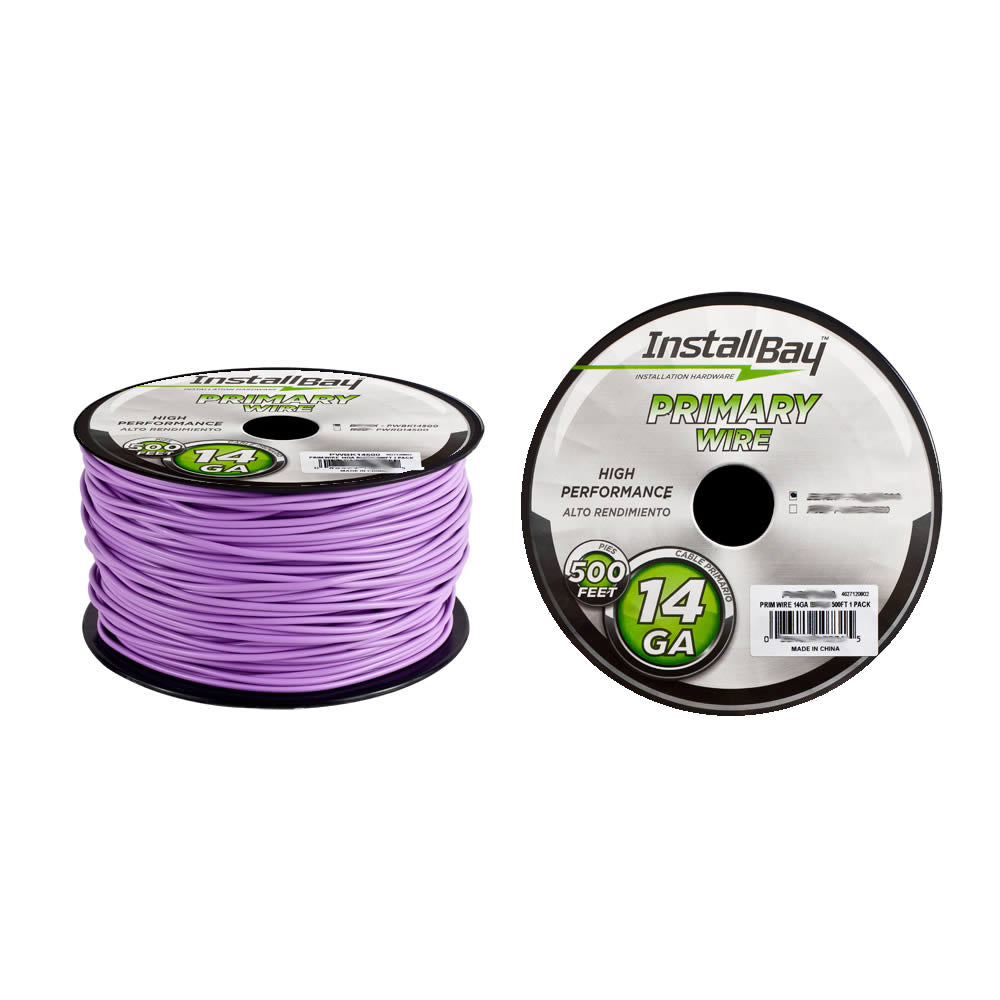 Install Bay Primary Wire 14 Gauge All Copper Purple Coil - 500 ft - PWPL14500
