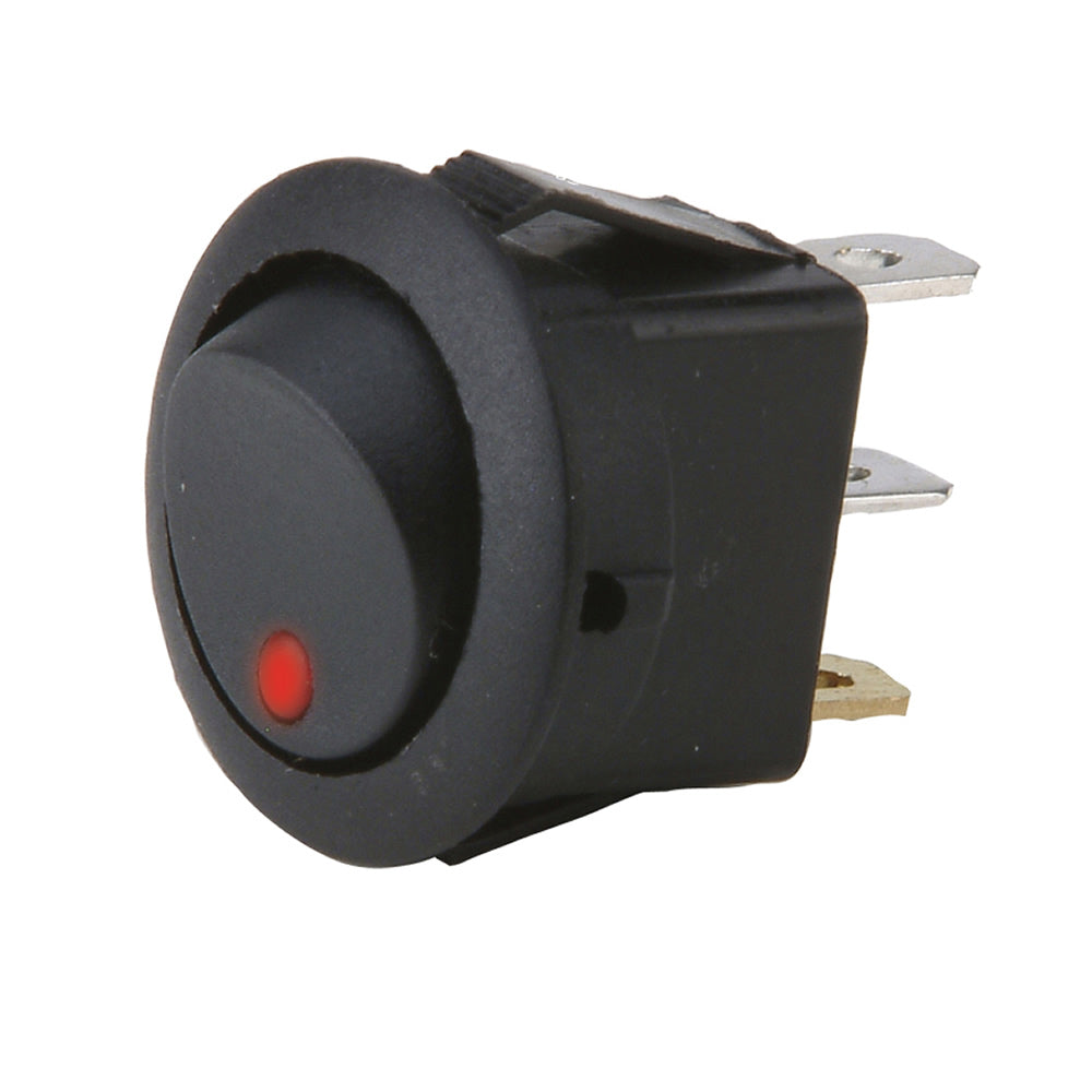 Install Bay Round Rocker Switch With Red Led No Leads 20amp - Pack of 5 - IBRRSR