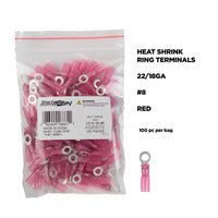 Install Bay Heat Shrink Red Ring Terminal 22-18 Gauge #8 - HSRRT8