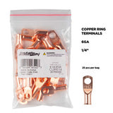 Install Bay Copper Uninsulated Ring Terminal 6 Gauge 1/4 inch - CUR614