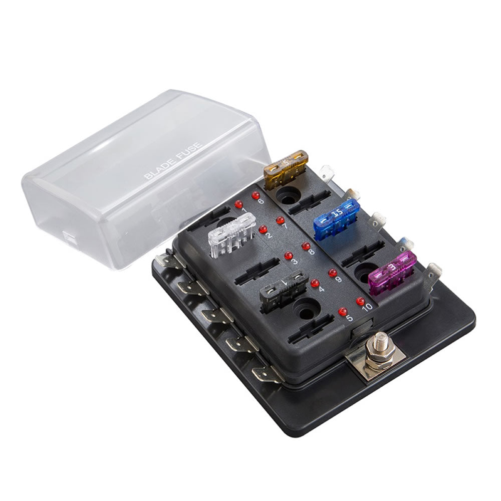 Install Bay Fuse Block ATC With Indicating LEDs - 10 Position - BLR-I-310