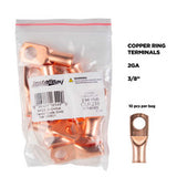 Install Bay Copper Uninsulated Ring Terminal 2 Gauge 3/8 inch - CUR238