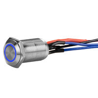 Install Bay Silver 12MM Round Illuminated Latching Switch Blue Qty 2 - LS12B-2
