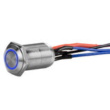 Install Bay Silver 12MM Round Illuminated Latching Switch Blue Qty 2 - LS12B-2