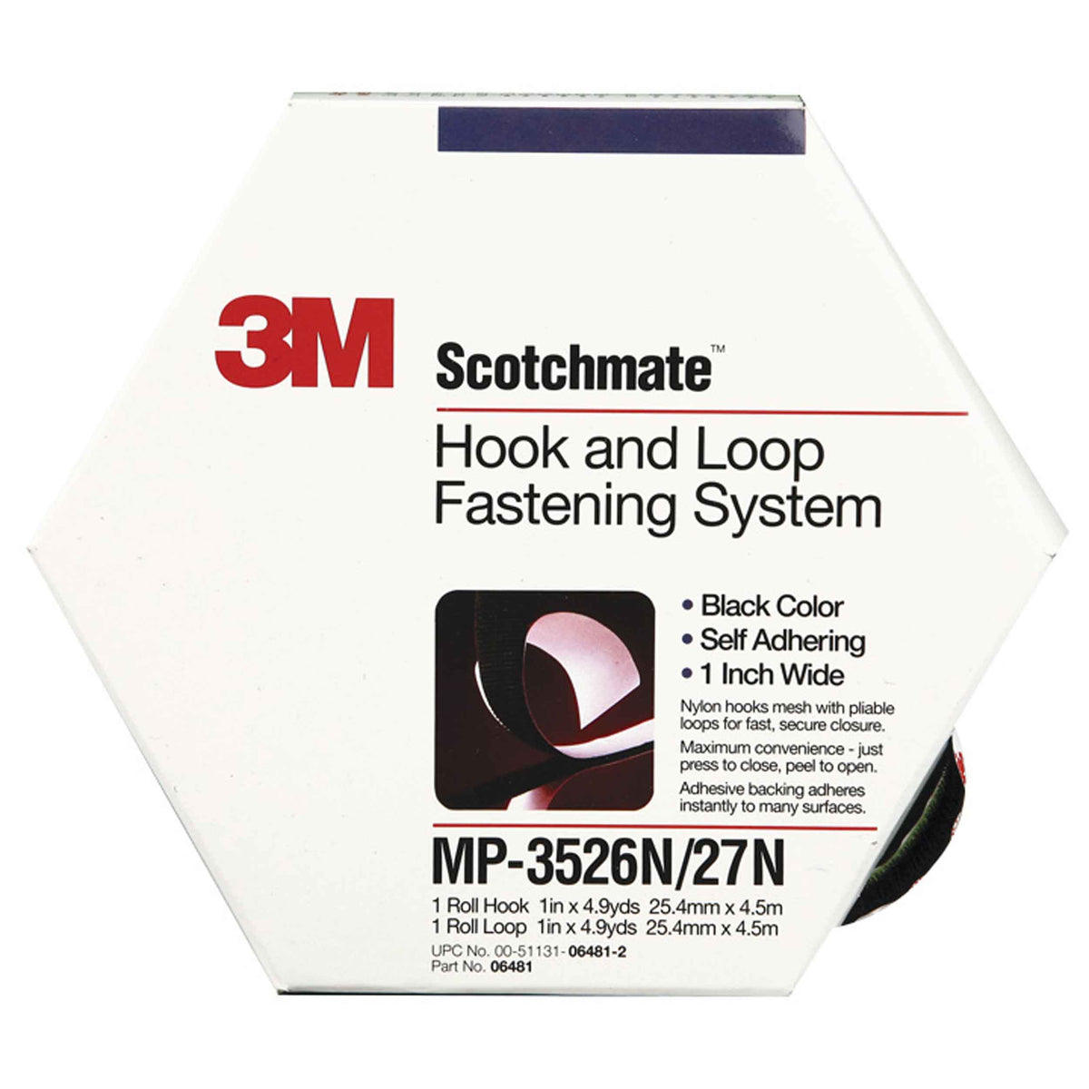 Install Bay 3M™ Hook and Loop - Black Display Box - 1 in x 4.9 yd - 3MBVPK