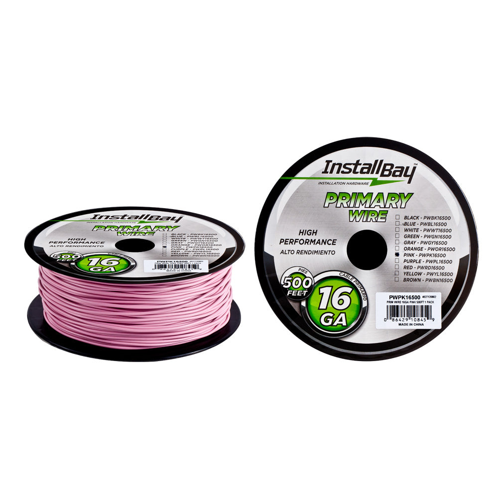 Install Bay Primary Wire 18 Gauge All Copper Pink Coil - 500 ft - PWPK18500