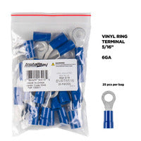 Install Bay Blue Vinyl Ring Terminal 6 Gauge 5/16 inch - Package of 25 - BVRT6516