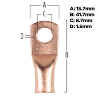 Install Bay Copper Uninsulated Ring Terminal 2 Gauge 5/16 Inch - 10 Pack - CUR2516