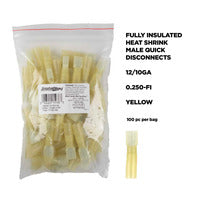 Install Bay Heat Shrink Yellow Male Quick Disconnects 12-10 Gauge .250 - HSYMFI