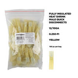 Install Bay Heat Shrink Yellow Male Quick Disconnects 12-10 Gauge .250 - HSYMFI