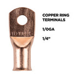 Install Bay Copper Uninsulated Ring Terminal 1/0 Gauge 1/4 inch - CUR1014